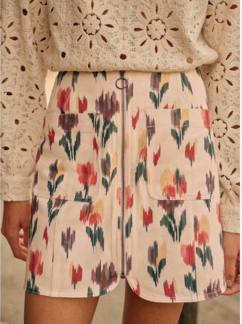 Sezane fox Skirt with Daliana Print